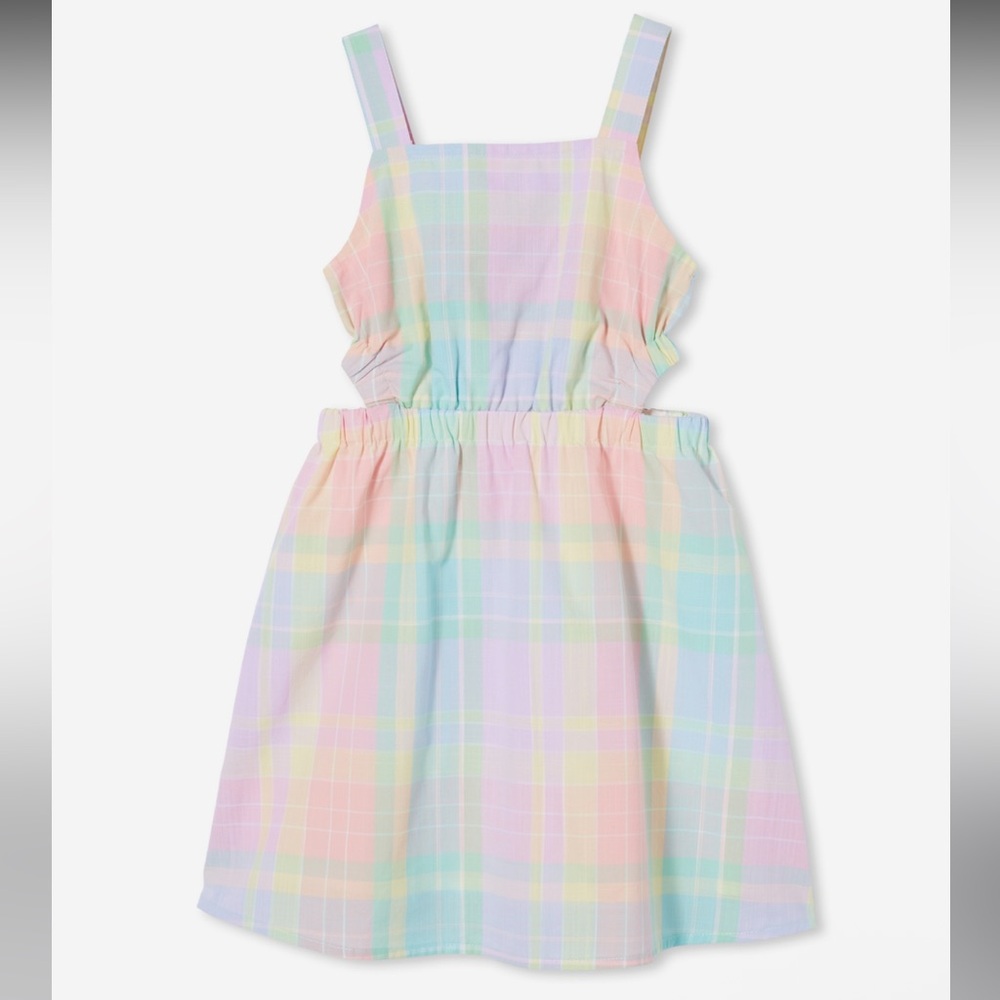 Cotton On Kids Staci Pink and Green Sleeveless Sundress
